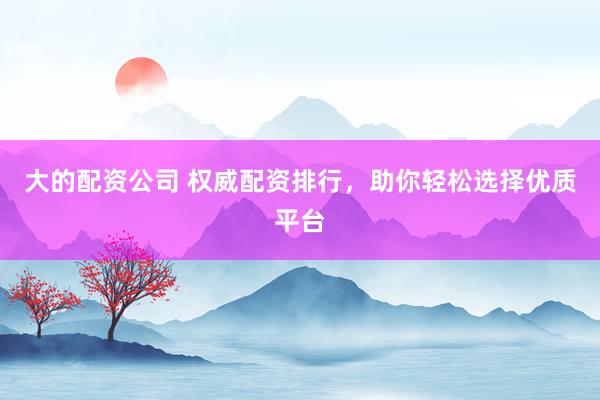 大的配资公司 权威配资排行，助你轻松选择优质平台