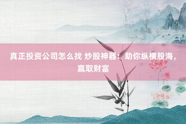真正投资公司怎么找 炒股神器：助你纵横股海，赢取财富