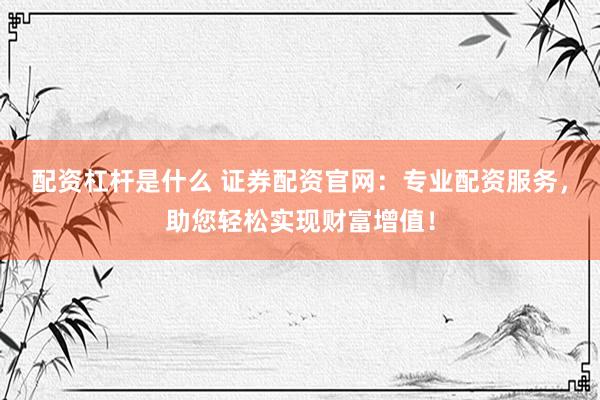 配资杠杆是什么 证券配资官网：专业配资服务，助您轻松实现财富增值！